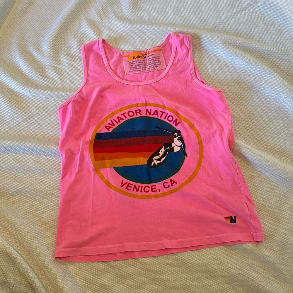 Pink aviator nation tank kids, size 12